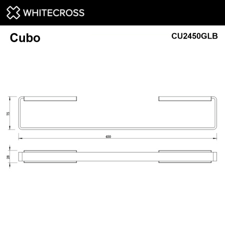 полотенцедержатель 450 мм. whitecross cubo cu2450glb, брашированное золото