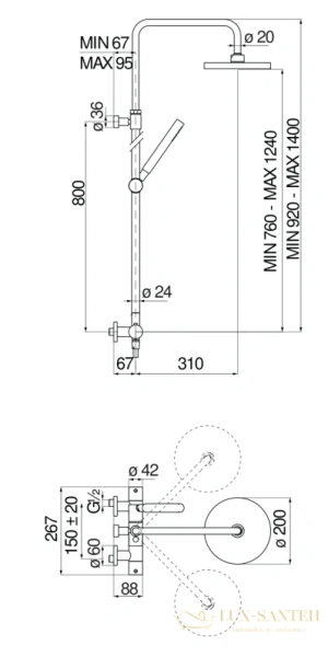 душевая система nobili velis, ve125030/50cr, цвет хром