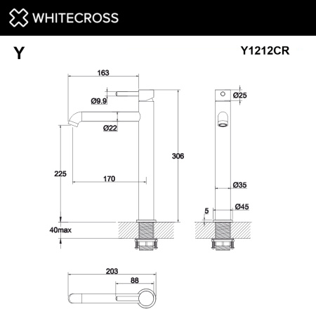 смеситель для умывальника whitecross y y1212cr, хром