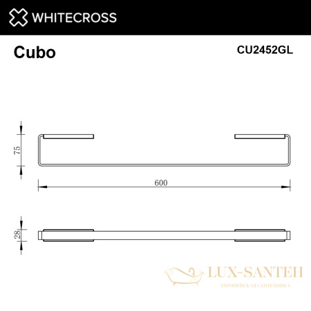 полотенцедержатель 600 мм. whitecross cubo cu2452gl, золото