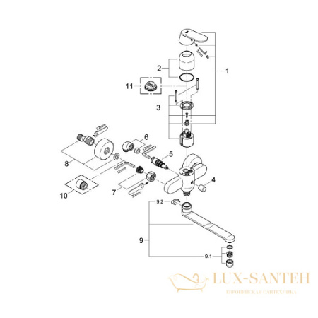 смеситель grohe eurosmart cosmopolitan 32847000 для ванны, хром