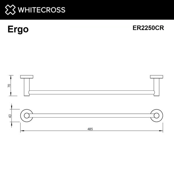 полотенцедержатель 450 мм. whitecross ergo er2250cr, хром