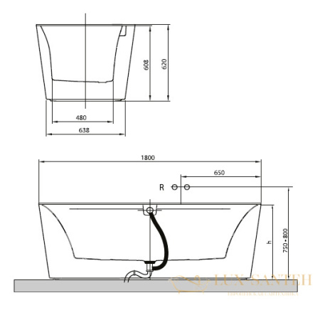 квариловая ванна villeroy & boch squaro edge 12 180х80 ubq180sqe7pdv-01, белый alpin