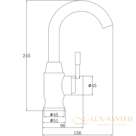 смеситель zorg steel hammer sh 6166 inox для кухни, нержавеющая сталь