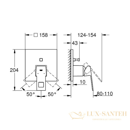 смеситель grohe eurocube 24062000 для ванны, хром