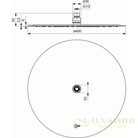 верхний душ ideal standard idealrain luxe b0386my 400 мм, хром