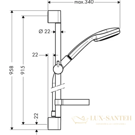 душевой гарнитур multi/unica’c 0,90 м, ½’ hansgrohe croma 100 27774000, хром