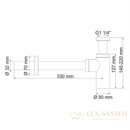 сифон wasserkraft glan a171 для раковины, черный глянец