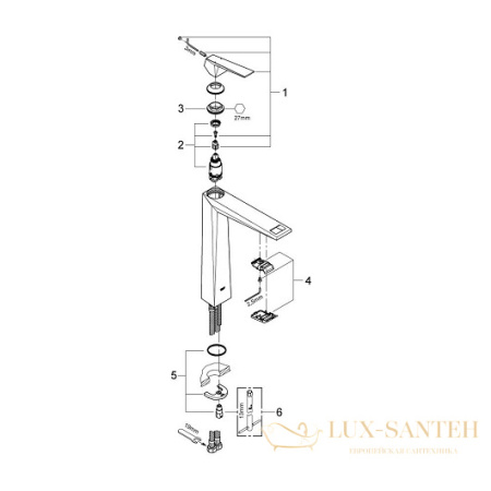 смеситель grohe allure brilliant 23114000 для раковины, хром