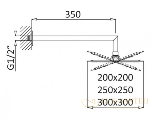 верхний душ cezares porta porta-tddq-30-bio 300 мм, белый матовый