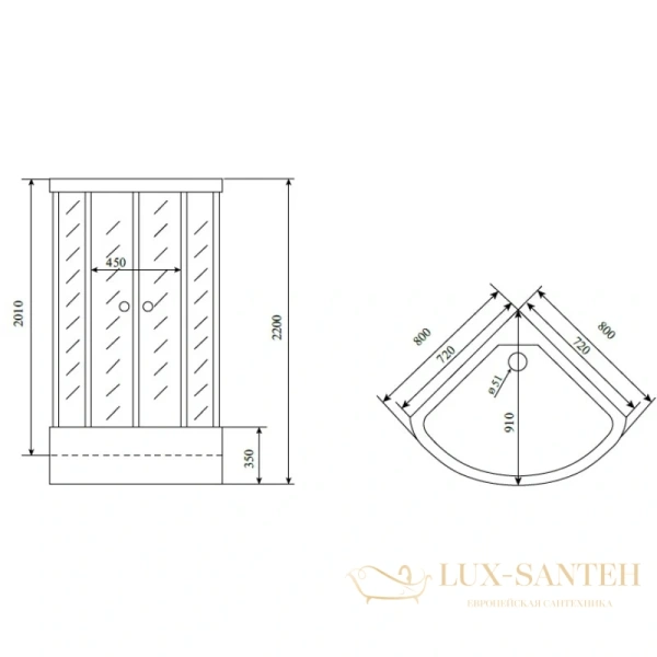 душевая кабина timo standart t-6680 s 80x80x220 см, стекло прозрачное