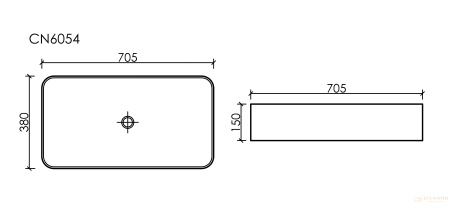 умывальник чаша накладная прямоугольная белый матовый, ceramica nova element 705*380*150мм cn6054mw