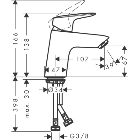 смеситель для раковины hansgrohe logis 71073000, хром