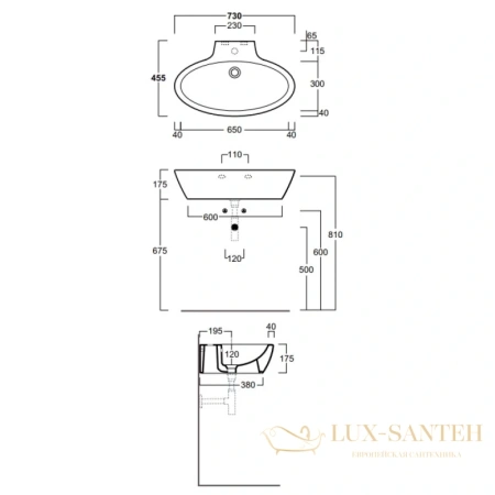 раковина simas lft spazio lft34bi*1 73x45,5 см, белый