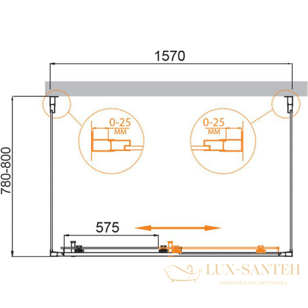 душевой уголок cezares molveno molveno-ah-12-160/80-c-cr-iv 160x80 профиль хром, стекло прозрачное