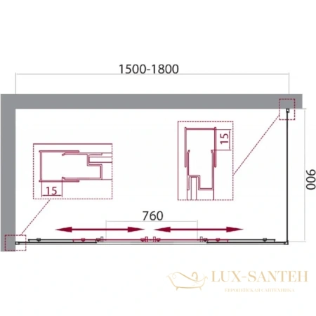 душевой уголок belbagno unique-ah-21 unique-ah-21-150/180-90-m-cr 150-180x90 см, стекло матовое