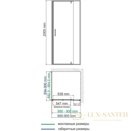 душевой уголок wasserkraft elbe 74p03 90х90 см 