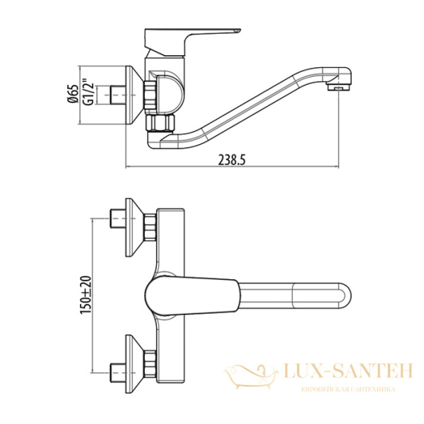 смеситель для кухонной мойки gattoni h2omix3000 cucina 3062/30c0cr поворотный излив 240 мм, хром