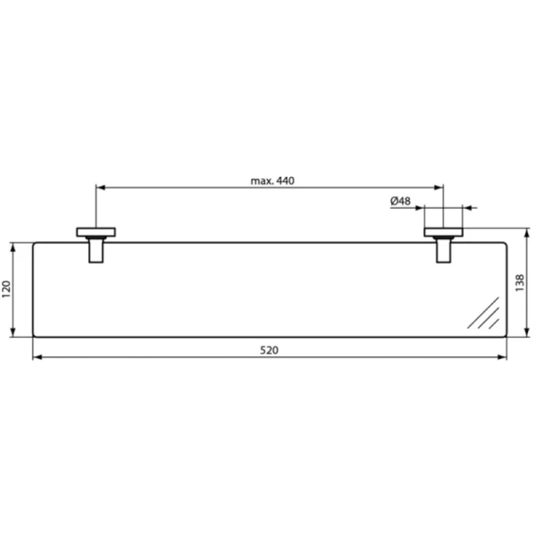 полка стеклянная ideal standard iom a9124aa 52 см, хром