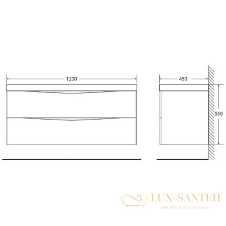 тумба под раковину belbagno marino marino-1200-2c-so-rg-p 120 см подвесная, rovere grigio