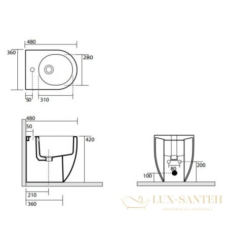 биде kerasan flo 312101*1 напольное без ободка, белый