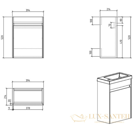 тумба под раковину belbagno pietra mini pietra mini-400-1a-so-bl-r 40 см подвесная, bianco lucido