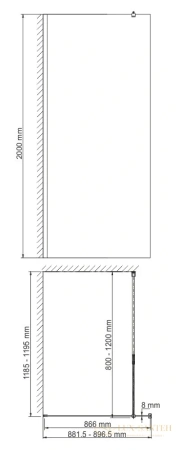 неподвижная перегородка wasserkraft rossel 28w39 90 см, хром