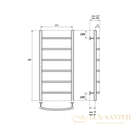 полотенцесушитель 400x800 водяной point афина pn04148 п6, хром