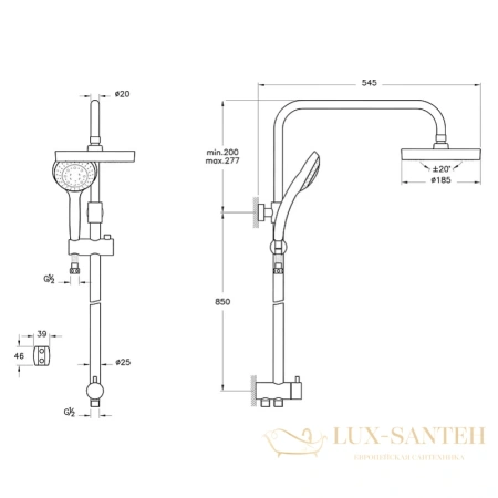 душевая стойка vitra system rain a45597exp, хром