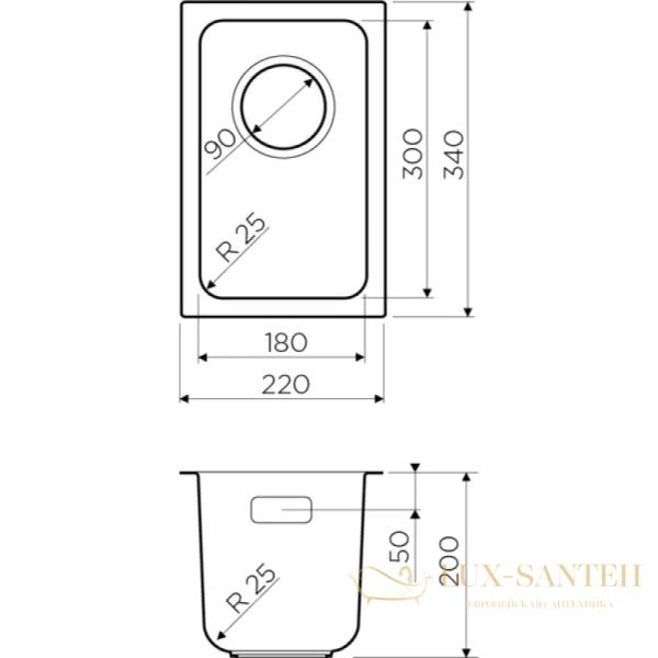 кухонная мойка omoikiri tadzava 22-u-in 4993503, нержавеющая сталь