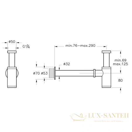 сифон vitra syphon a45123 для раковины, хром