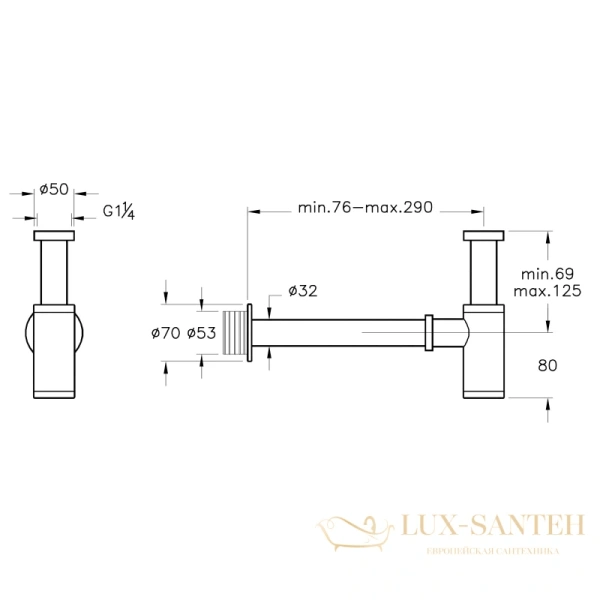 сифон vitra syphon a45123 для раковины, хром