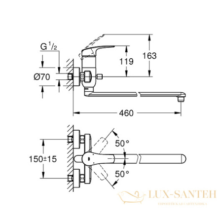 смеситель grohe eurosmart 23992003 для ванны, хром