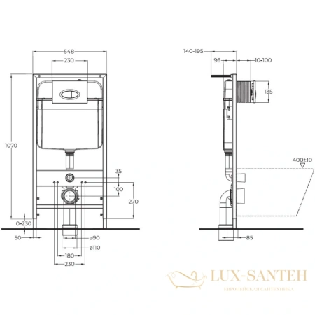 монтажный элемент для подвесного унитаза belbagno bb026 + bb041cr