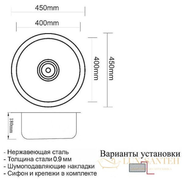 кухонная мойка zorg grafit szr 450 grafit 45 см, графит