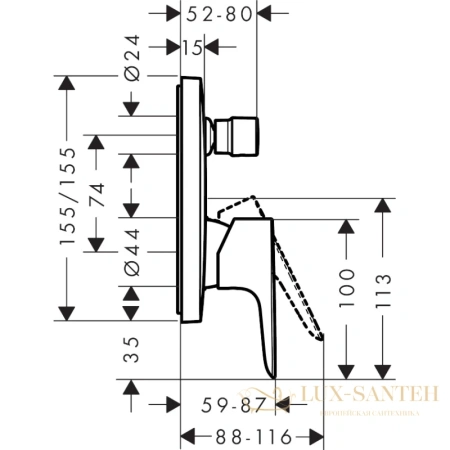 смеситель для ванны hansgrohe talis e 71745340 (внешняя часть) шлифованный шлифованный черный хром