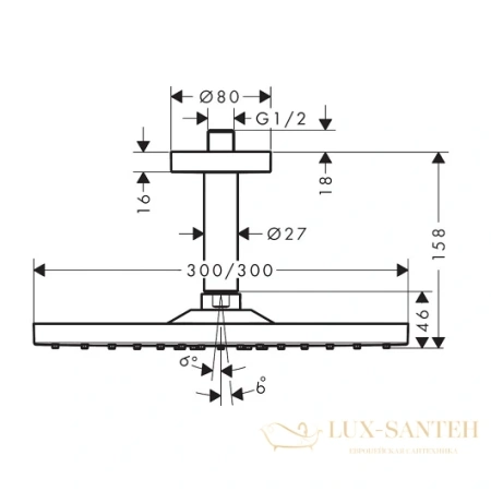 верхний душ hansgrohe raindance e 300 1jet 26250700 белый матовый