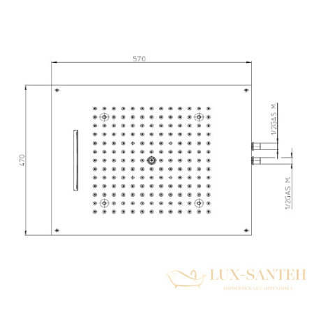 верхний душ bossini dream-2 cromotherapy h38905.030 570х470 мм