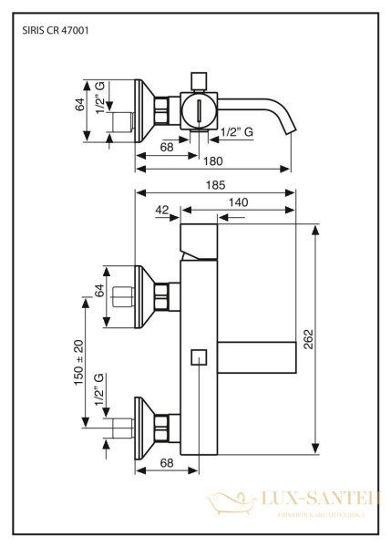 смеситель emmevi siris 47001la/cr для ванной, хром