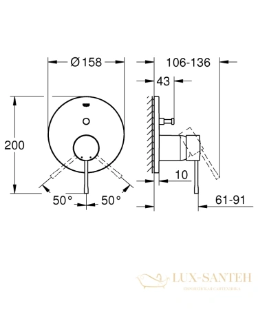 смеситель для ванны grohe essence new 24167al1, темный графит матовый