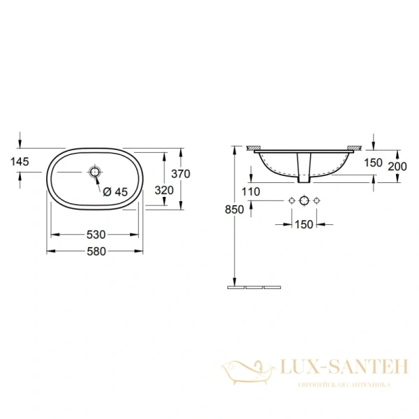 раковина villeroy & boch o.novo 41625001 58х37 см, альпийский белый