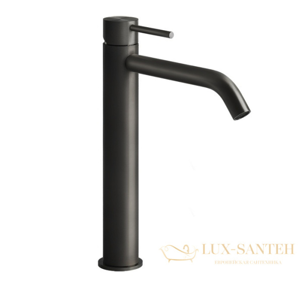 смеситель высокий gessi 316 flessa 54006.707 для раковины, black metal brushed pvd