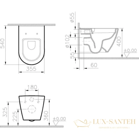 подвесной безободковый унитаз vitra sanibelle 7551b003-0075, белый