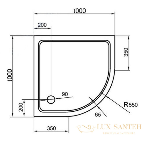 душевой поддон cezares tray smc tray-m-r-100-550-35-w из стеклокомпозита 100x100, белый