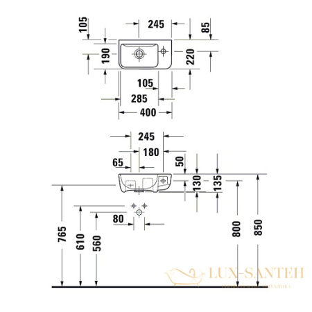 раковина duravit me by starck 0717400000 400х220 мм, белый