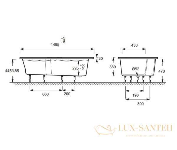 акриловая ванна jacob delafon bain douche neo e6d119r-00 150*80/60 см правосторонняя, белый