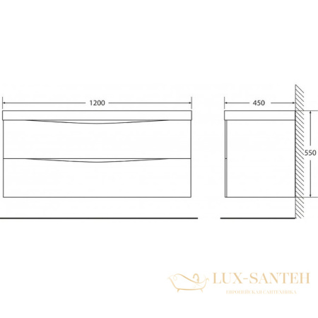 тумба под раковину belbagno marino marino-1200-2c-so-wo-p 120 см подвесная, rovere bianco