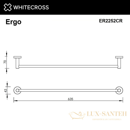 полотенцедержатель 600 мм. whitecross ergo er2252cr, хром