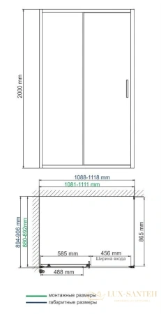 душевой уголок wasserkraft main 41s15 110х90 см 