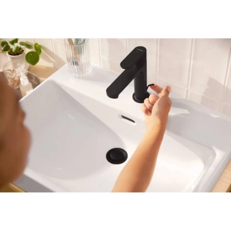 смеситель для раковины hansgrohe rebris s 72588670, с донным клапаном, черный матовый